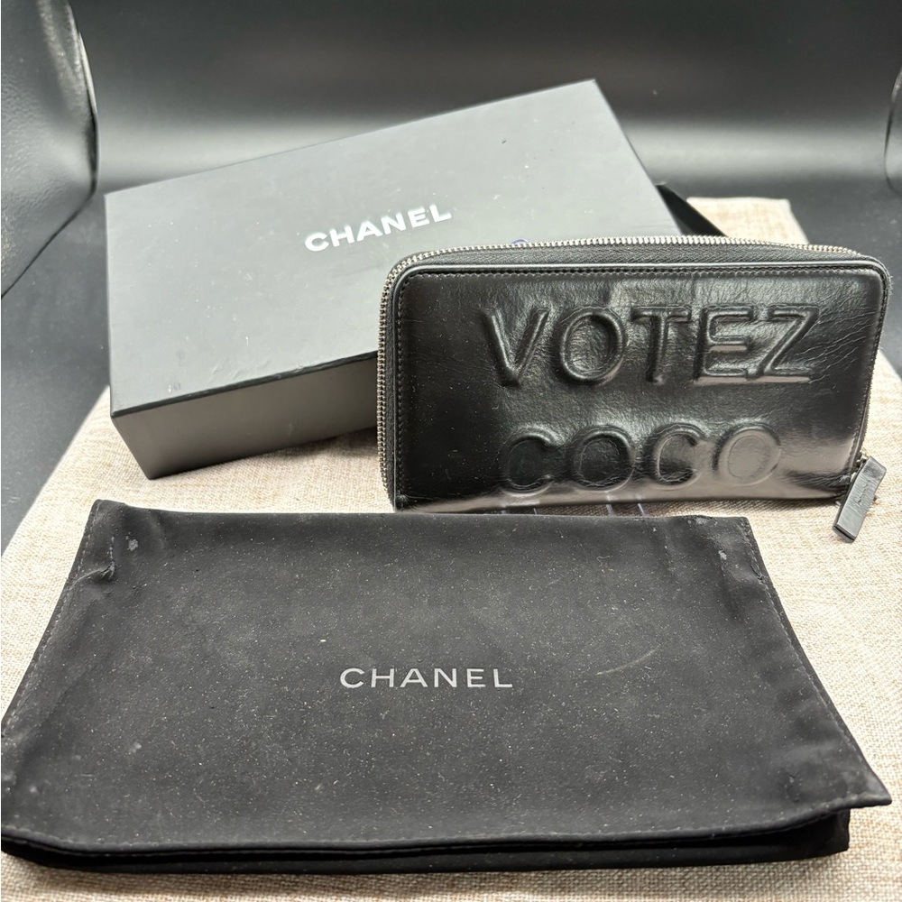 CHANEL “Votez Coco” Black Zippy Long Wallet